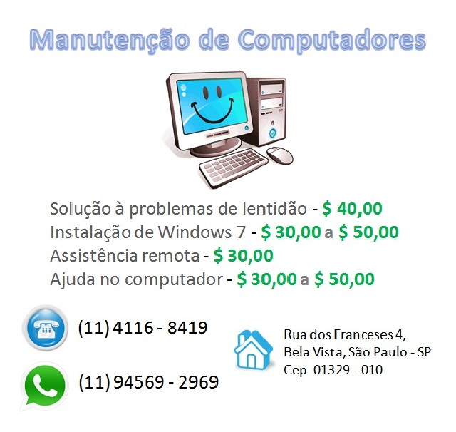 Manutenção de computadores a partir de 30 reais
